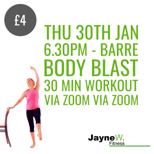 Thu 30th Jan 6.30pm - Barre Body Blast 30 Min Workout Via Zoom