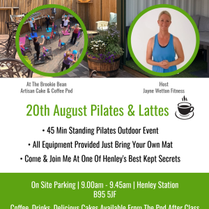 9.00am Thu 20th August Pilates & Lattes - Outdoor Event At The Brookie Bean, Henley in Arden