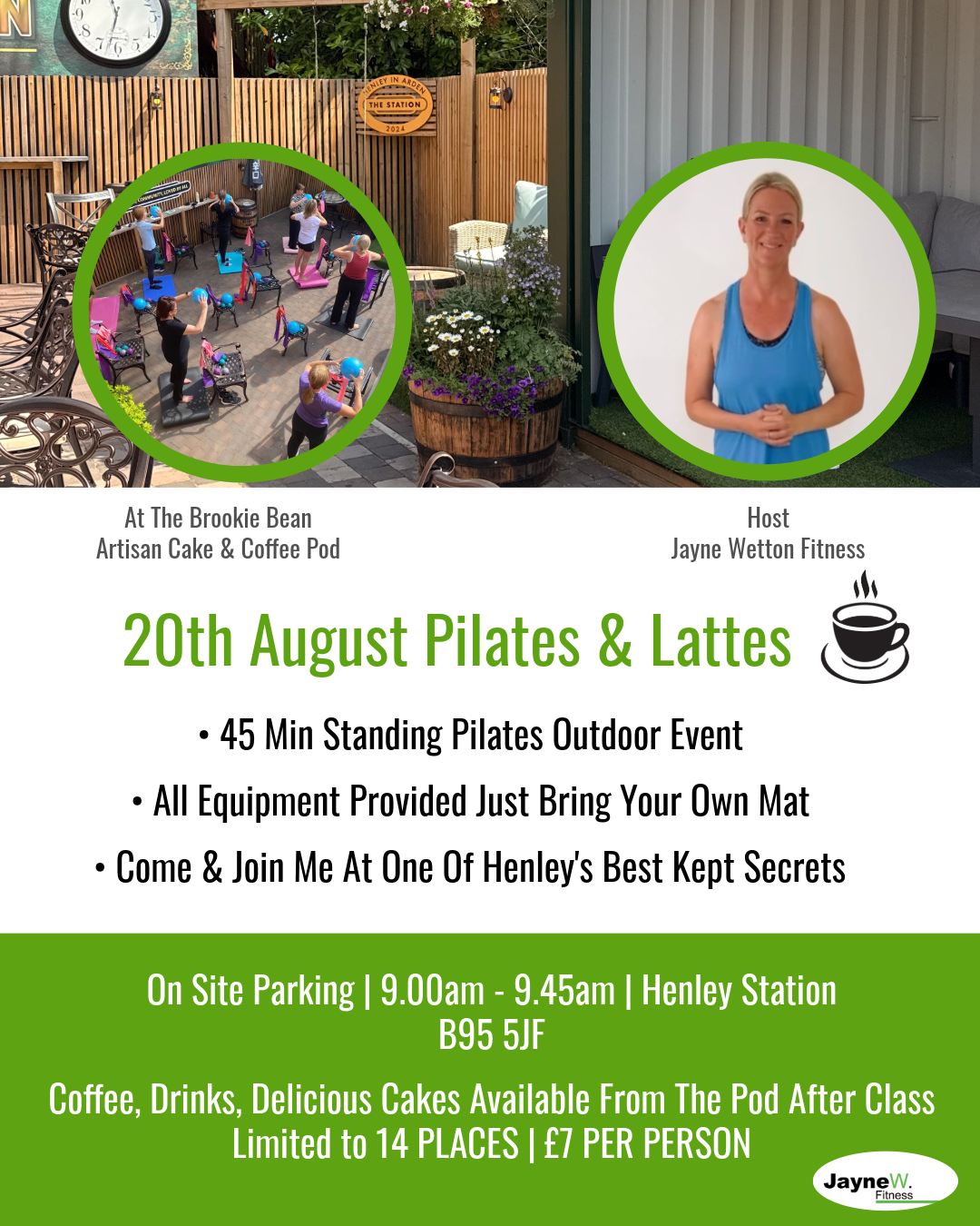 9.00am Thu 20th August Pilates & Lattes - Outdoor Event At The Brookie Bean, Henley in Arden